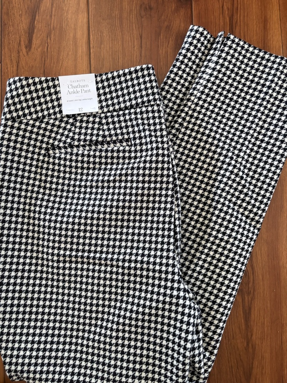 Talbots Black and White Houndstooth Straight-Leg Pants